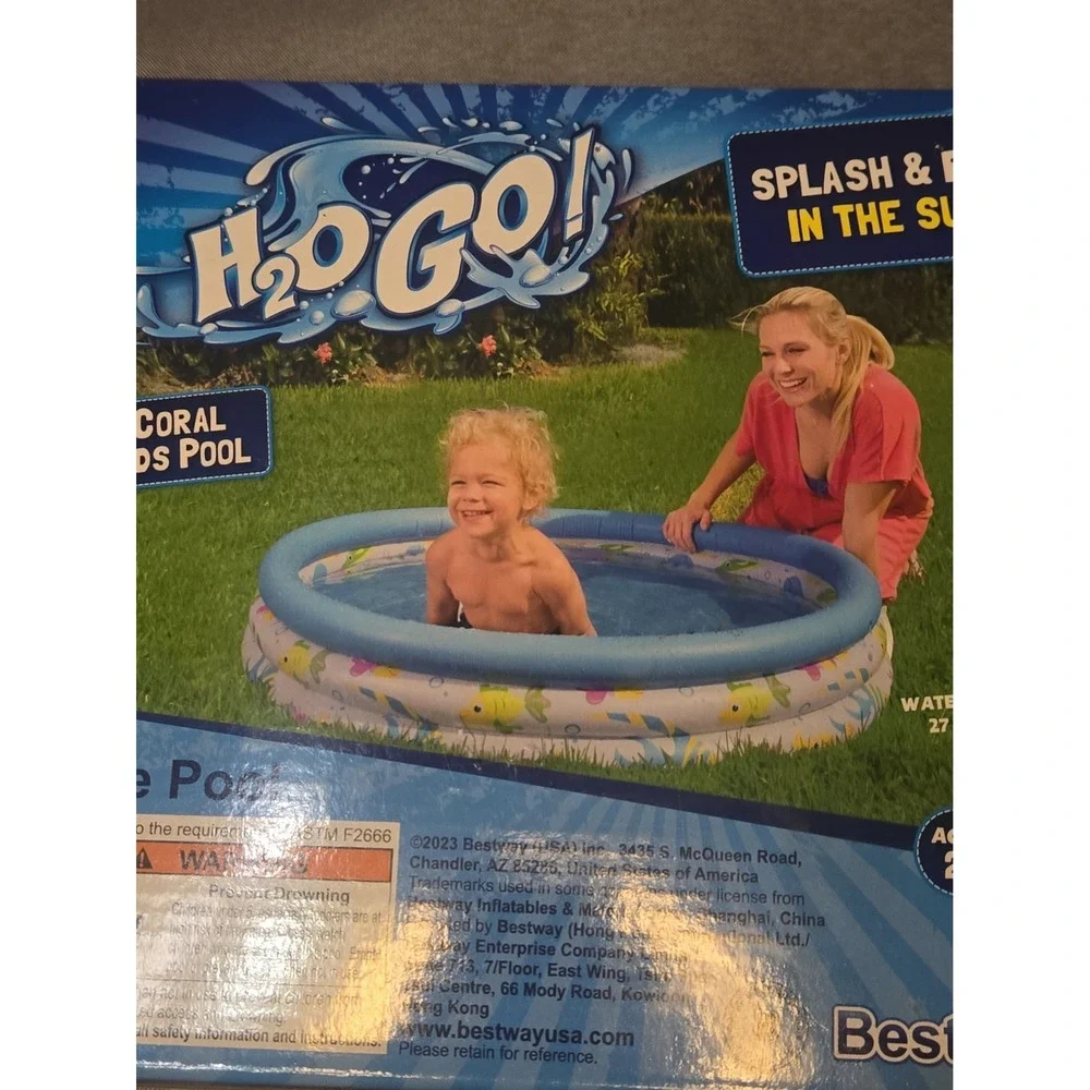 Bestway H2OGO Coral Kids Inflatable Pool 40in Round Splash Play Ages 2+ NEW